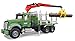 BRUDER - 02824 - Camion de transport de bois MACK Granite vert avec grue et rondins de bois