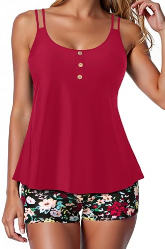 Women Tankini Swimsuit with Shorts - Flowy Two Piece Swimsuits Tummy Control Bathing Suits 2025 Swimwear