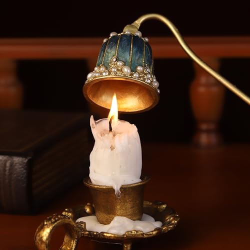 BGCTM Elegant Royal-Style Candle Snuffer with Pearl Inlay, Metal Handle for Safe and Stylish Candle Extinguishing (Royal Turquoise)