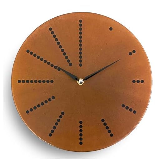 12 Inch Copper Wall Clock Battery Operated, Rusty Brown Patina Real Copper Non-Ticking Silent Farmhouse Modern Small Clock for Living Room Wall Decor, Kitchen, Bedroom, Office (Black Colored Hands)