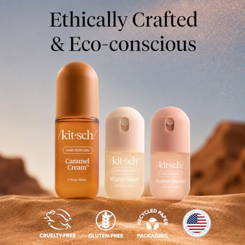 Image of Kitsch Hair Perfume for Women - Hair Spray & Body Mist - Amber Shores, 20mL | Clean, Deodorizing & Patented Odor-Eliminating Technology - Freshen Hair, Body & Pillows - Made in USA