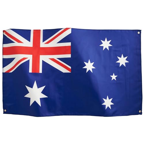Runesol Australien Nationalflagge 3x5, 91x152cm, Aus-Banner, 4 Ösen, Australia Day, Messingöse In Jeder Ecke, Australien Fußball, Rugby, Canberra-Tag, Tag der Arbeit