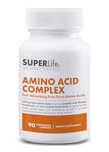 Amino Acid Complex - Fast Absorbing & Free Form Essential & Branched Chain Amino Acids BCAAs | Supports Muscle Growth, Strength & Recovery | Supplement - 90 Capsules