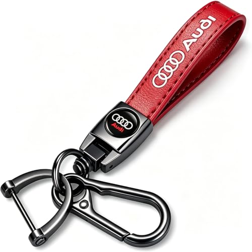 Image of Leather car Keychain 06 Set for Men and Women Family Present Keychain Key Ring Lanyard (red)