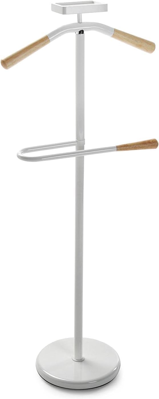 Relax World Servo Muto Moderno Legno e Metallo,Servomuto,Appendiabiti Indossatore per Camera da Letto e Spogliatoio,Multifunzionale,Dimensioni P25x44x108 cm (Bianco)