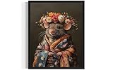 Mouse Flower Head Wall Art Print Poster, Kimono Bathroom Dressing Room Decor Posters Prints for Restroom Home Picture Painting Artwork Gallery 6 (Mouse, 8 x 10 inches, Unframed)