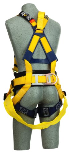 Image of 3M DBI-SALA Delta 1106100 Full Body Harness, 18 inch Back D-Ring Ext, Belt W /Pad And Back D-Ring, Seat Sling W /Positioning D-Rings, Tongue Buckle Legs, Small, Yellow /Navy