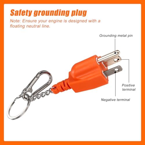 3pcs Generator Grounding Plug with Keychain, Neutral Ground Bonding Adapter 5-15P to 5-15R/TT-30R for Inverter Generators RVs Trailers & Camping (Orange) - 4