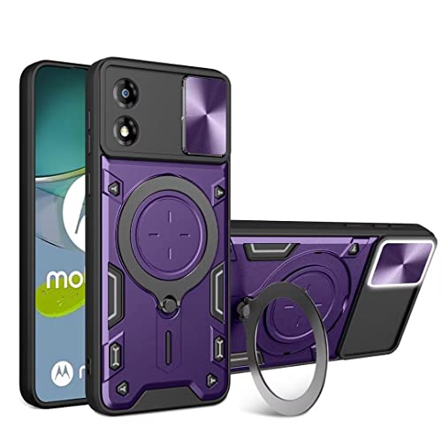COMAKU Funda para OPPO A98 5G, Militar TPU+PC Bumper Antigolpes Carcasa Rugged Caso, con Tapa Deslizante y Anillo Soporte - Morado Oscuro