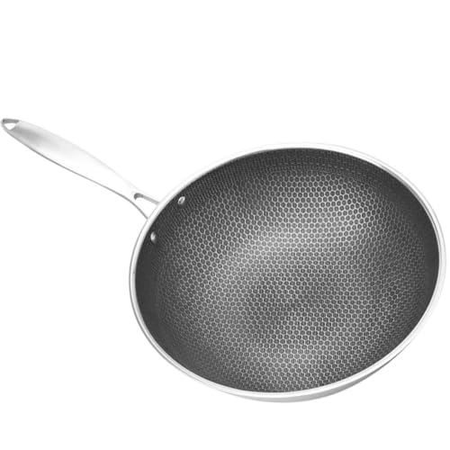 Wok en acier inoxydable Zerodeko à structure antiadhésive durable pour gaz