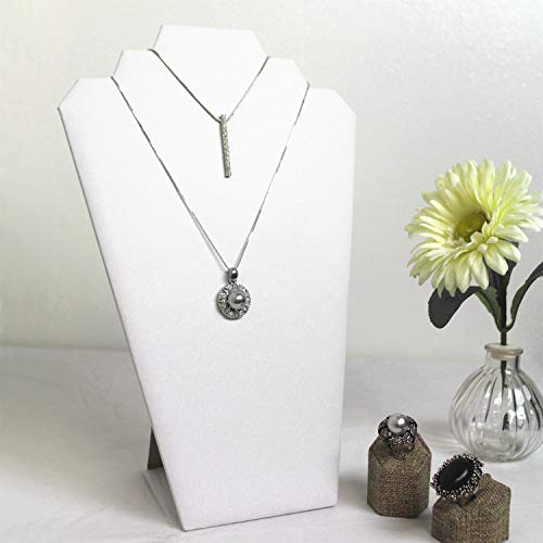 Mooca 6 Pieces Deluxe White Faux Leather Covered Mdf Wood With Cardboard Easel Necklace Display, Jewelry Stand Display Necklace Display For Craft Shows, 8 1/4" W X 12 1/2" H #TOP5
