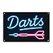 Darts Neonschild - Neonschrift mit Dart - Blechschild, Metallschild - 20x30cm - Schild f&uuml;r Innen- und Au&szlig;enbereich, wetterfest - F&uuml;r Dartfans