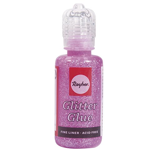 Rayher 33841256 Glitter Glue Iridescent 20 ml Bottle Pastel Pink