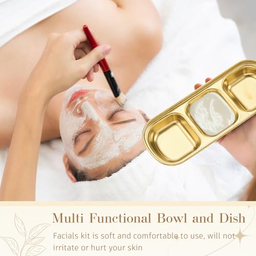 Image of 4 Pcs Esthetician Bowls Face Mask Tray Esthetician Supplies Stainless Steel Compartment Serving Tray Women Skincare Products Facial Bowl for Spa Salon Aesthetician Beauty, Nail Art (Gold,Medium)