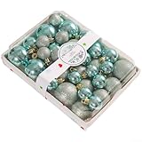 Festive - Juego de 42 bolas colgantes de plástico con acabado brillante adecuadas para árboles, fiestas y exhibiciones de decoración del hogar de temporada (morado (verde claro (42 piezas)