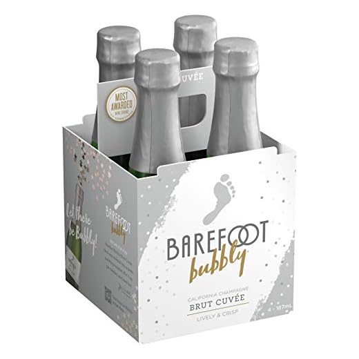 Barefoot Bubbly Brut Cuvee Champagne, 4 pk, 187 ml