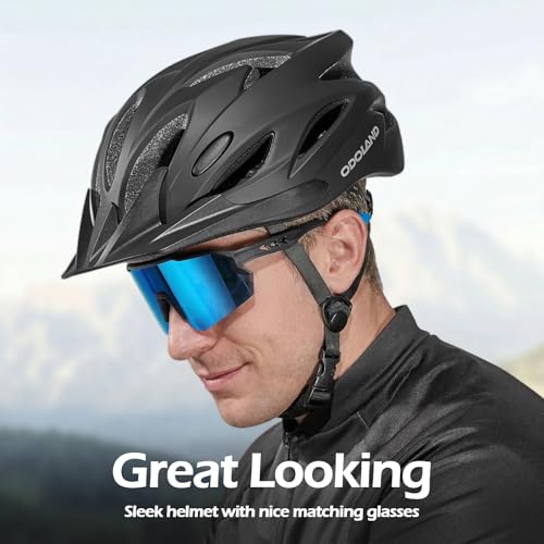 Image of Odoland Adult Bike Helmet with Cycling Sunglasses Set for Men & Women | Safety Certified Bicycle Helmet, UV Protection Glasses, Adjustable Dial for Mountain, Urban, Skating, Road, City Commuting