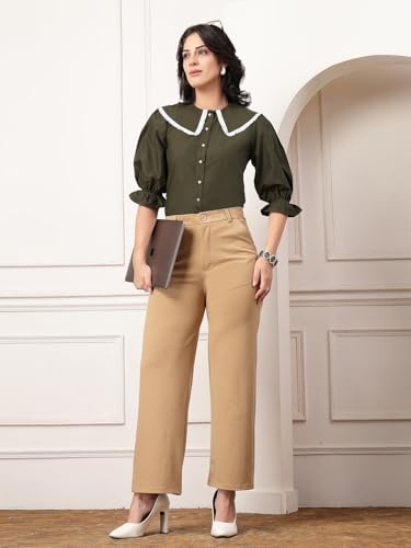 Image of Style Quotient Women Sky Blue Victorian Style Shirt