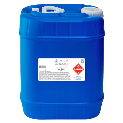 Lab Alley Isopropyl Alcohol 70% (IPA) Lab Grade, Rubbing Alcohol & Cleaning Solvent for Laboratory, Industrial & Professional Use, Made in USA, 5 Gallons