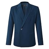 Beninos Mens Sport Coat Casual Blazer Peak Lapel Business Suit Jacket (X305 Navy, XL)