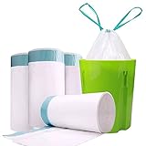 WanJiaXinHui 7-10 Gallon Tall Drawstring Trash Bags, Strong Garbage Bags for Kitchen Bath Bedroom Car Trash Can, Office Waste Bin Liners Bags Unscented,White,60 Count(7-10Gallon) …