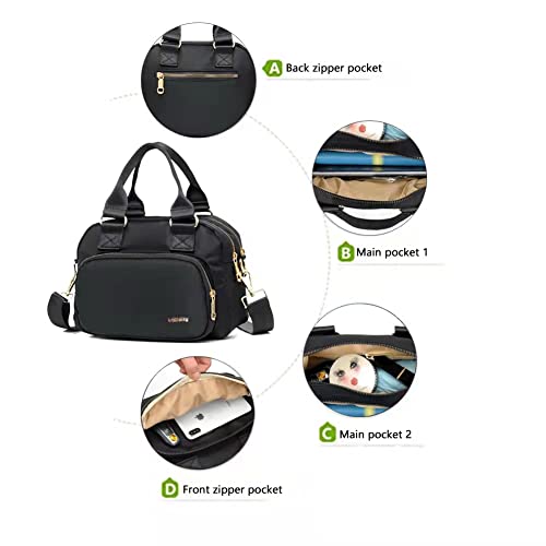 OPXTO Bolsas de ombro de nylon para mulheres, bolsas de bolso e multileves à prova d'água e bolsas