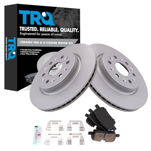 Image of TRQ Rear Brake Pad and Rotor Set Ceramic Coated Rotors Compatible with 2021 Cadillac XT5