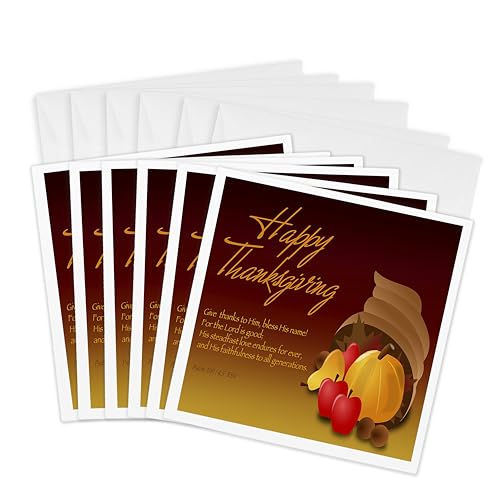 Cartes de vœux chrétiennes 3dRose 15,2 x 15,2 cm pour l'Action de grâce
