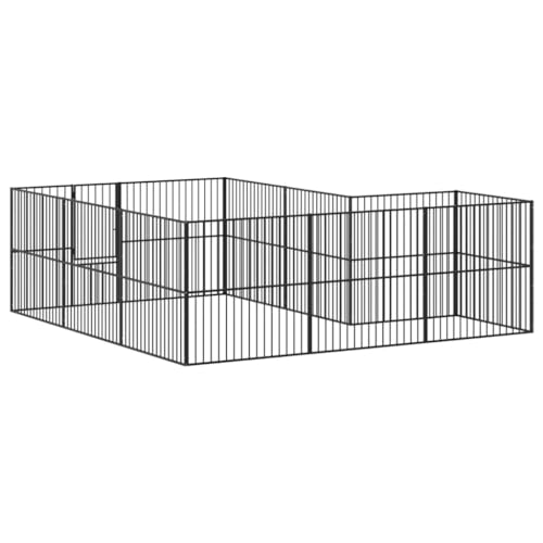 Laufstall für Hunde, 12 Paneele, ohne Dach aus verzinktem Stahl, Schwarz, 303 x 300 x 100 cm für kleine und mittelgroße Tiere-5