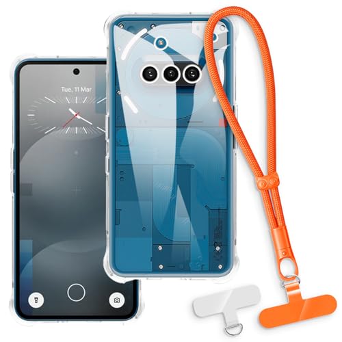 OAGELIM 2-in-1�ی�P�[�X�ƃ��X�g�X�g���b�v Nothing Phone 3A 5G �Ƃ̌݊������� ���O���\�ȃ��j���[�h�t���d�b�J�o�[�A����~�ߕ����h�~�O���b�v�n���h�� (�N���A + �I�����W)