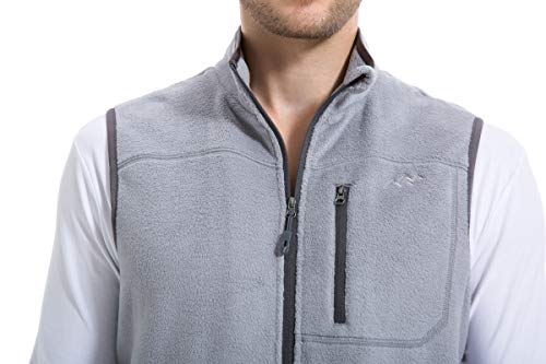 Trailside Supply Co. Men's Full-Zip Polar Fleece Vest Lightweight Sleeveless Jacket Light Grey Size Medium #TOP3