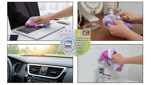 Image of Premium Microfiber Cleaning Cloths 20 x 20 cm - Ultra Soft, Lint-Free, Reusable - Pack of 2 (2 Pcs Each Pack) for Home, Kitchen, Glass, Furniture & Car Detailing
