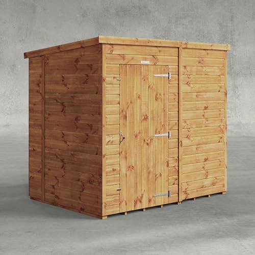Image of POWER High Grade Premium Pent Wooden Shed with Security Features, Door Flexibility, made from 12mm Extra Thick Timber, for all Storage & Outdoor Needs (Windowless)