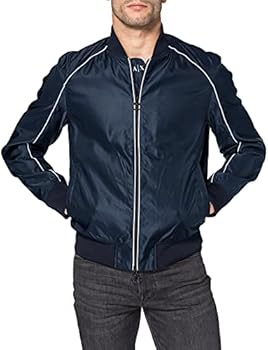 A|X Armani Exchange Men's Coordinate Logo Back Bomber Jacket, Navy