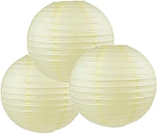 Pack of 3 Round Paper Lanterns Lamp Wedding Birthday Party Decoration (Ivory/Cream, 10"/25CM)