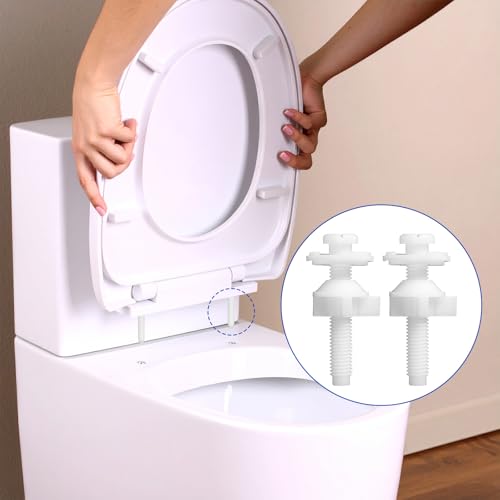 Molain 4 Pack Universal Plastic Toilet Seat Screws Replacement Kit, Toilets Seats Hinge Bolts Screw with Nuts Durable Toilets Nuts and Washers Parts Kit for Fixing The Top Seats