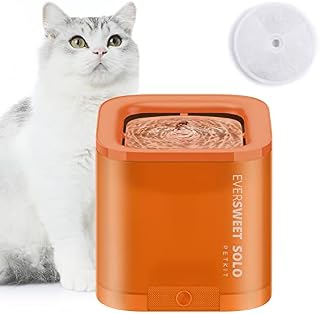 PETKIT Cat Water Fountain, Automatic Pet Drinking Fountain Bowl with LED Indicator, Ultra Quiet Pump with 2 Flow Modes & Anti-Dry Design, for Cats and Small Dogs, 1.85L (Orange)