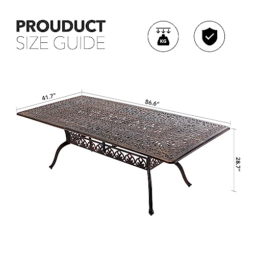 𝐀𝐢𝐥𝐢𝐬𝐦𝐚𝐢𝐥 87” Patio Outdoor Dining Table For 8, Cast Aluminum Rectangle Patio Dining Table Weather Resistant With 2" Umbrella Hole For Patio Deck Garden… #TOP5