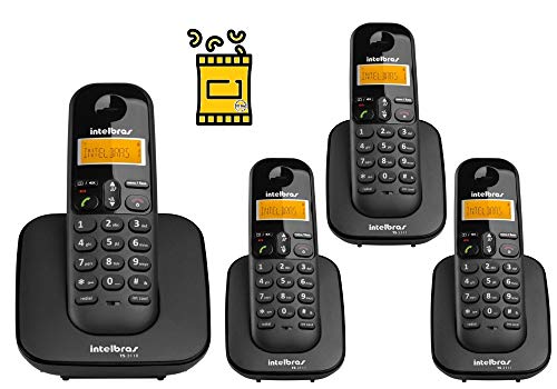 Kit Aparelho de Telefone Fixo de Mesa sem fio Bina e 3 Ramal
