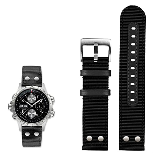 Bracelet de montre pour hommes en nylon robuste, style aviation kaki