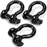 Bekith 3 Pack D Ring Shackles 3/4' Shackle Rugged Unbreakable 28.5 Ton (57,000 Lbs) Maximum Break Strength Heavy Duty Shackles for Tow Strap, Winch, Off-Road Truck Vehicle Recovery, Black