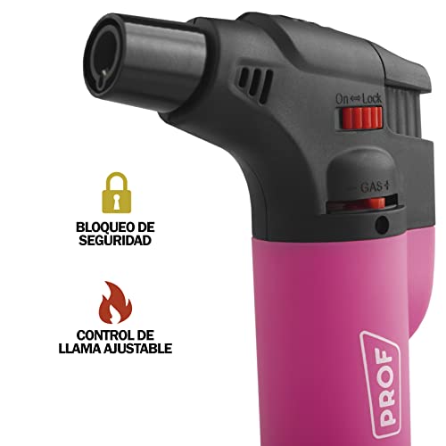 Miniatura 4 de Soplete De Cocina Soft, Profesional Antorcha Butano Encendedor Mechero, Recargable Soplete Con Bloqueo De Seguridad Llama Ajustable Para Barbacóa Brulée Crema Cámping Gas Precargado