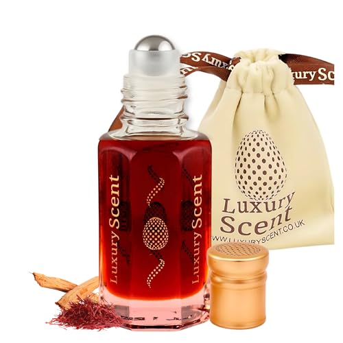 Image of Perfume Oil Saffron Roll-On 6ml – Long Lasting Alcohol Free Arabian Attar – Premium Unisex Spicy Warm Fragrance with Zafran & Kesar Notes, Velvet Gift Pouch Included by Luxury Scent
