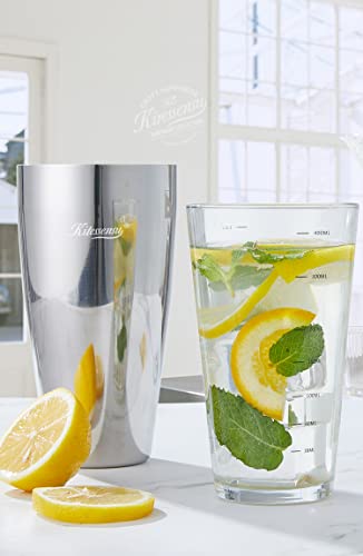 Kitessensu Cocktail Shaker Set, 2-Piece Boston Shaker Set For Drink Mixing, Premium 18/8 Stainless Steel Martini Shaker For Bartending And Home Bar - 28Oz & 18Oz, Recipes Booklet Included, Glass #TOP6