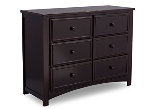 Image of Delta Home 6 Drawer Double Dresser for Bedrooms, Apartments, Small Living Spaces, Dark Chocolate (Brown)