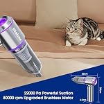 Aspirateur de voiture portatif sans fil puissant 22000Pa Fort moteur sans brushs à aspiration cyclique Mini Portable rechargeable main légère tenue pour les animaux de compagnie véhicule maison bureau violet