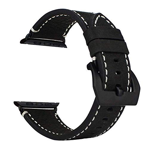 Ibazal Compatible With Apple Watch Band 42Mm 44Mm 45Mm 49Mm Leather Strap Replacement For Iwatch Apple Watch Series Ultra 8 7 6 5 4 3 2 1 Se Se2 Men Women - Classic Black 42/44/45/49 #TOP1