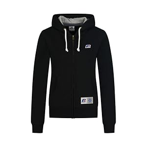 Russell Athletic Won Zip THR Jacket with Patch Logo & Tab Lable Women Black, Noir , S