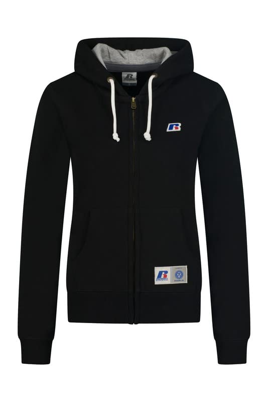 Russell Athletic Won Zip THR Jacket with Patch Logo & Tab Lable Women Black, Noir , S
