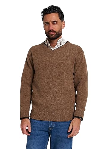 JACK PYKE Ashcombe 100% Lambswool Long Sleeve V-Neck Jumper Pullover Barley Medium